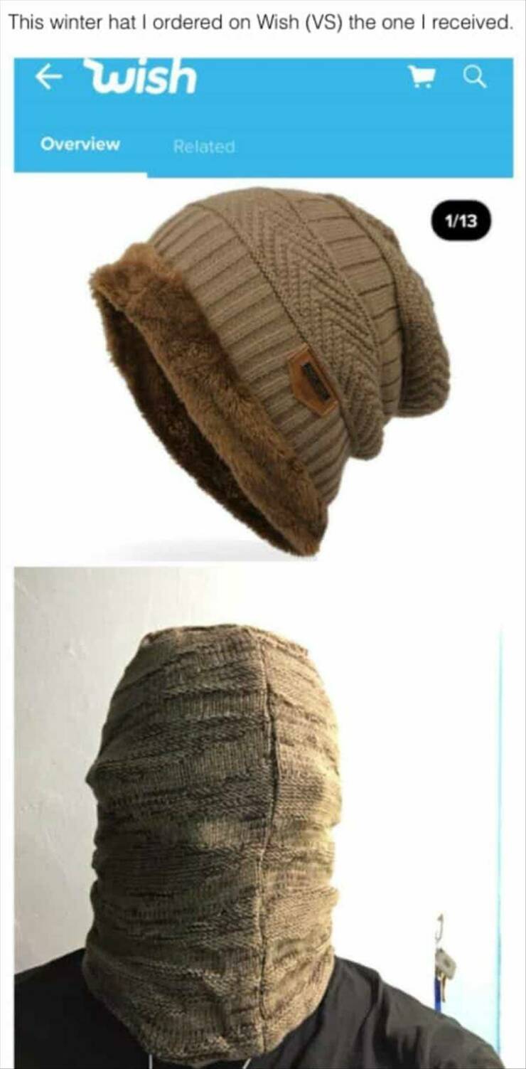 cool pics - Hat - This winter hat I ordered on Wish Vs the one I received. wish Overview Related 113