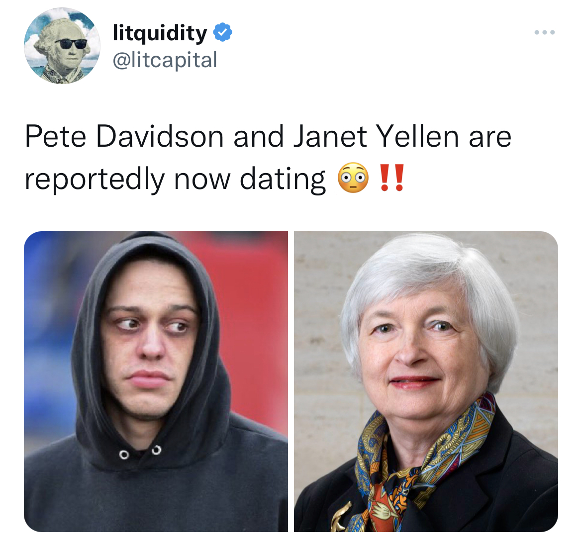 Tweets dunking on celebs - presentation - litquidity Pete Davidson and Janet Yellen are reportedly now dating!! ...