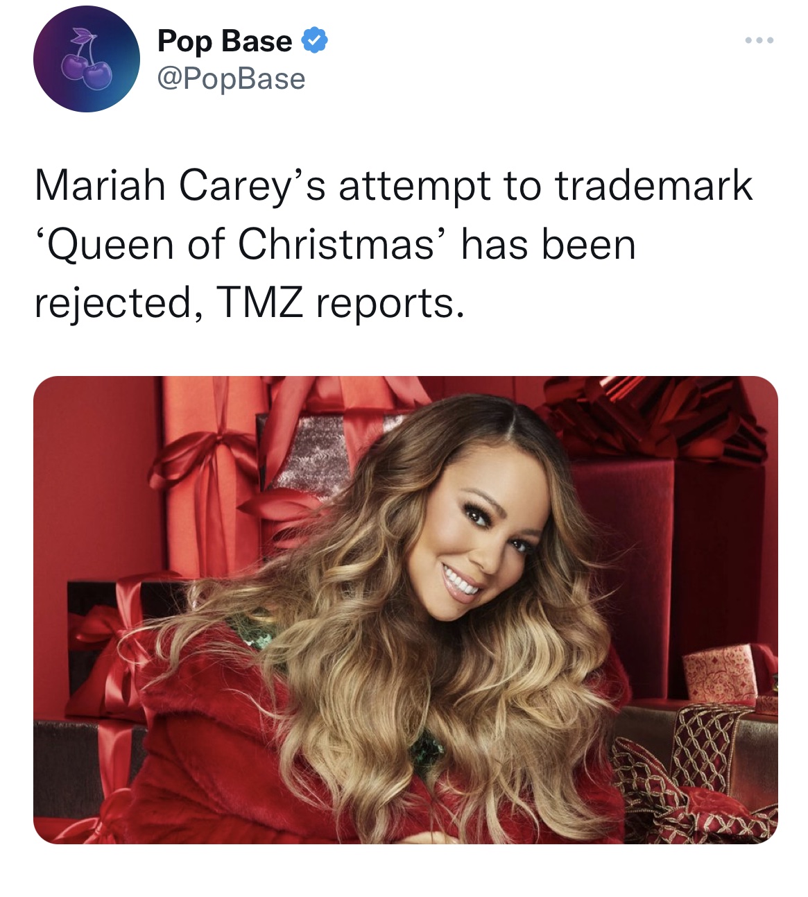 Tweets dunking on celebs - mariah carey christmas special - Pop Base ... Mariah Carey's attempt to trademark 'Queen of Christmas' has been rejected, Tmz reports.