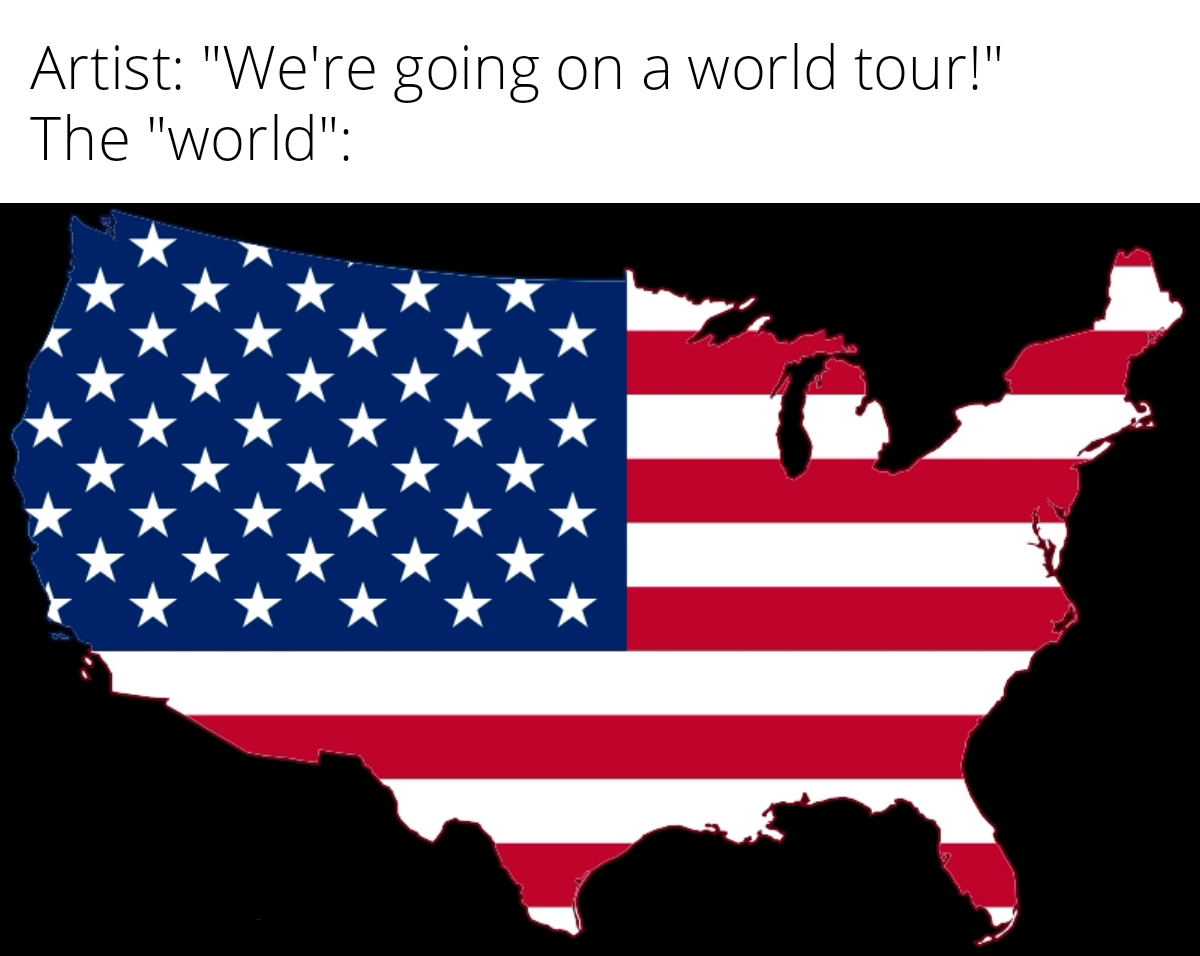 funny pics and memes - usa map flag - Artist "We're going on a world tour!" The "world"
