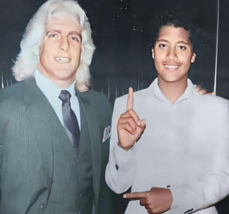 epic colorized historical photos - ric flair and the rock