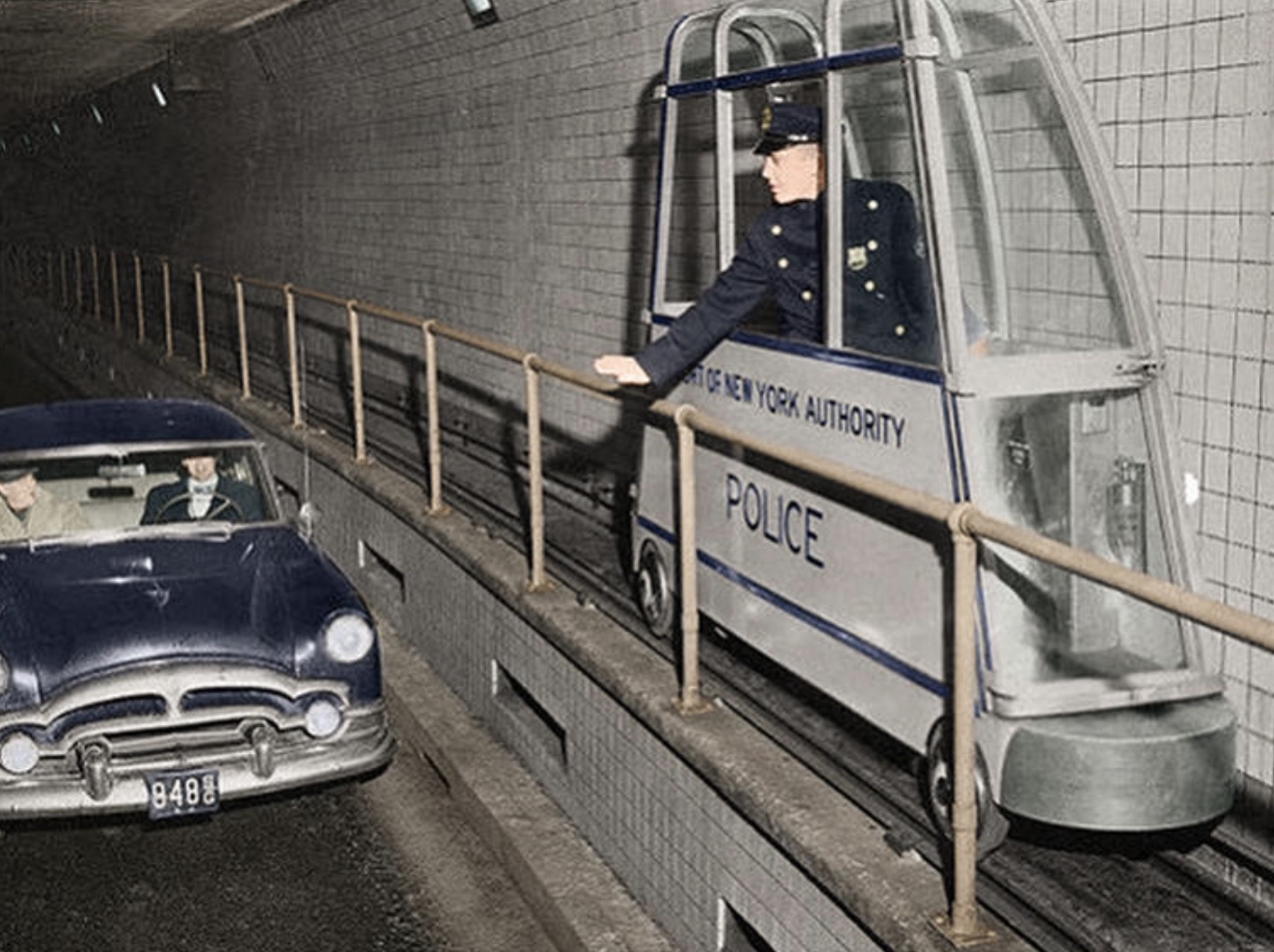 epic colorized historical photos - lincoln tunnel 1960 - 8488 Of New York Authority Police