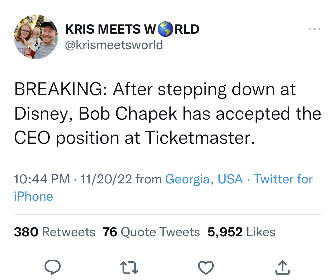 tweets roasting celebs - twitter period ahh period uhh - Kris Meets W Rld Breaking After stepping down at Disney, Bob Chapek has accepted the Ceo position at Ticketmaster. 112022 from Georgia, Usa Twitter for iPhone 380 76 Quote Tweets 5,952 27