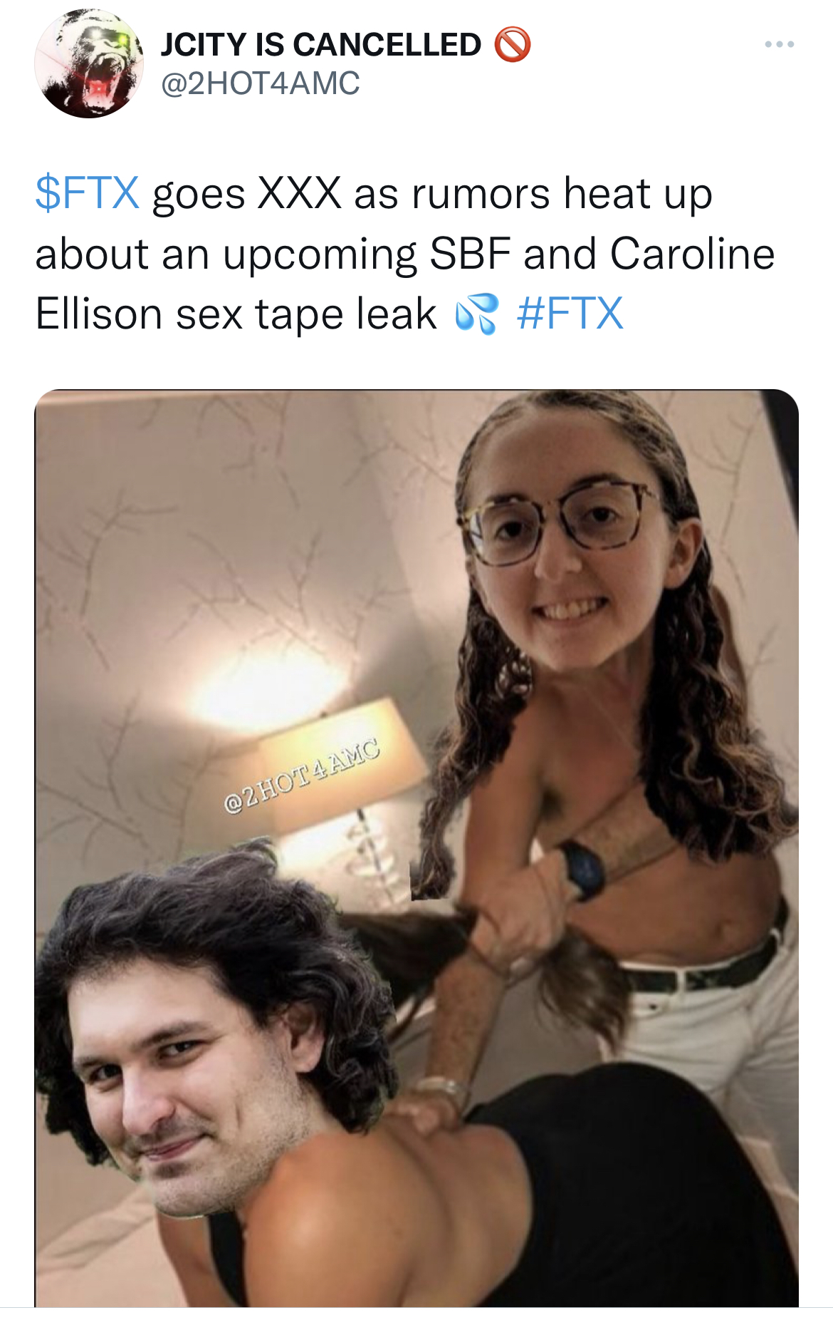 tweets roasting celebs - glasses - Jcity Is Cancelled $Ftx goes Xxx as rumors heat up about an upcoming Sbf and Caroline Ellison sex tape leak