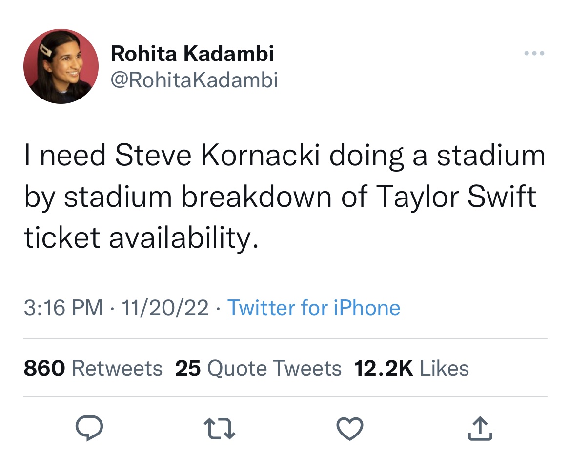 tweets roasting celebs - Twitter - Rohita Kadambi I need Steve Kornacki doing a stadium by stadium breakdown of Taylor Swift ticket availability. 112022 Twitter for iPhone 860 25 Quote Tweets ...