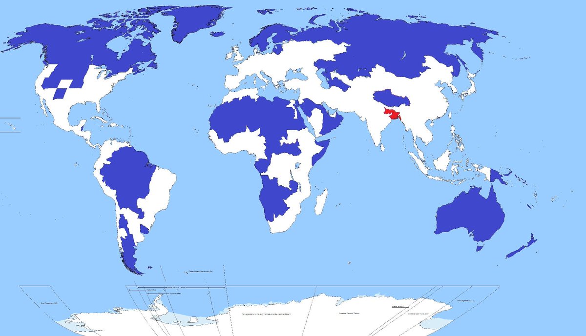 5% of the world's population lives in the red area. While another 5% live in the blue.