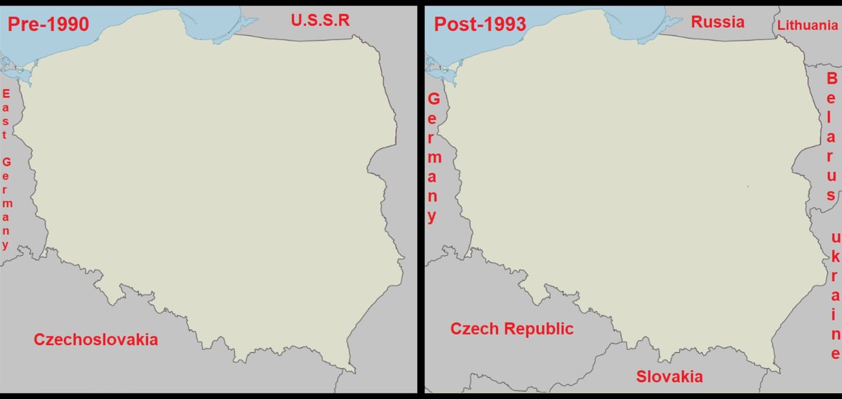 Fascinating maps - countries that don t recognize poland - Pre1990 E a S t G e r m a Czechoslovakia U.S.S.R Post1993 Clency m Czech Republic Russia Slovakia Lithuania Bielus Uklelig i n