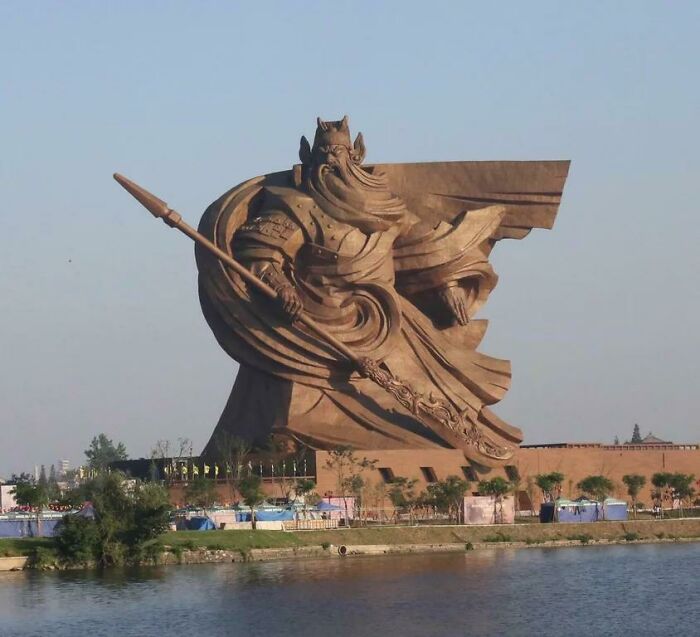 A Giant Statue Of Chinese Warrior Hero Guan Yu.