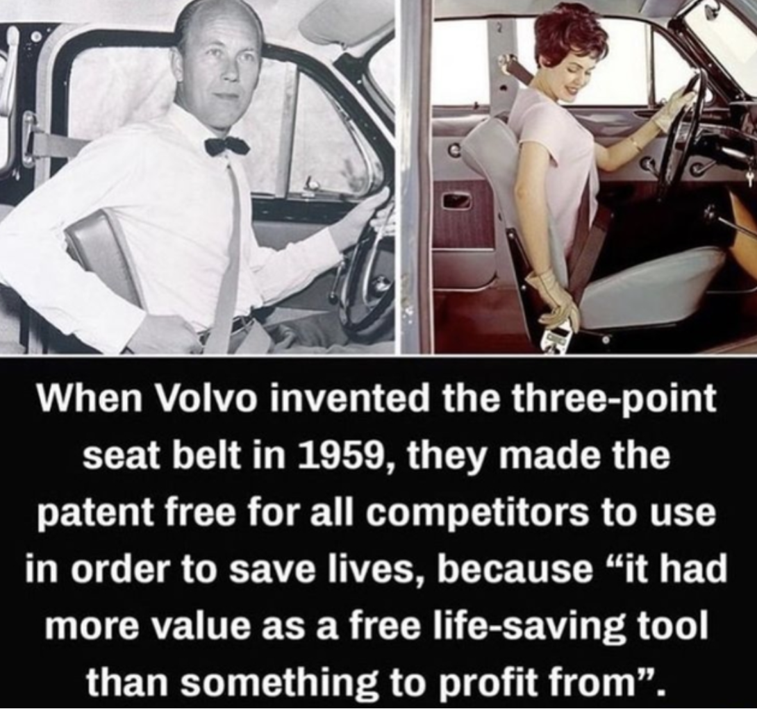 Fascinating Photos - volvo invented seat belt - When Volvo invented the threepoint seat belt in 1959, they made the patent free for all competitors to use in order to save lives, because