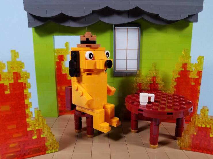 funny pics and memes  - lego this is fine dog