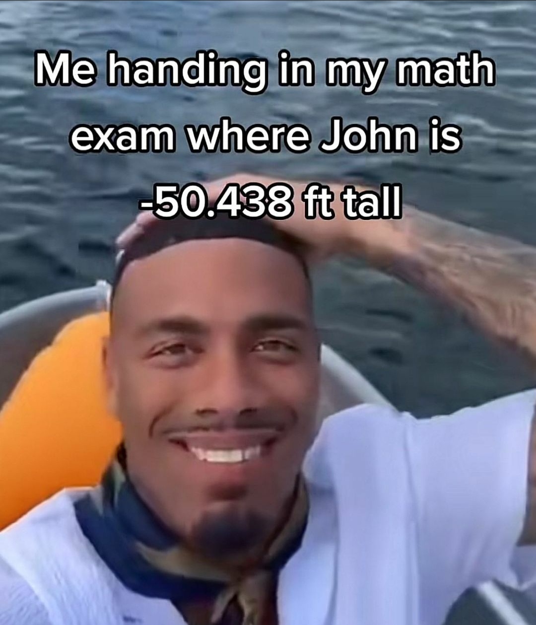 monday morning randomness - photo caption - Me handing in my math exam where John is 50.438 ft tall