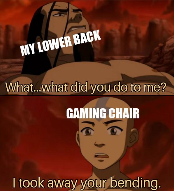 monday morning randomness - cartoon - My Lower Back What...what did you do to me? Gaming Chair I took away your bending.