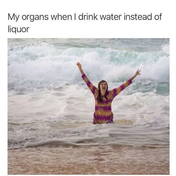 relatable memes - wave - My organs when I drink water instead of liquor