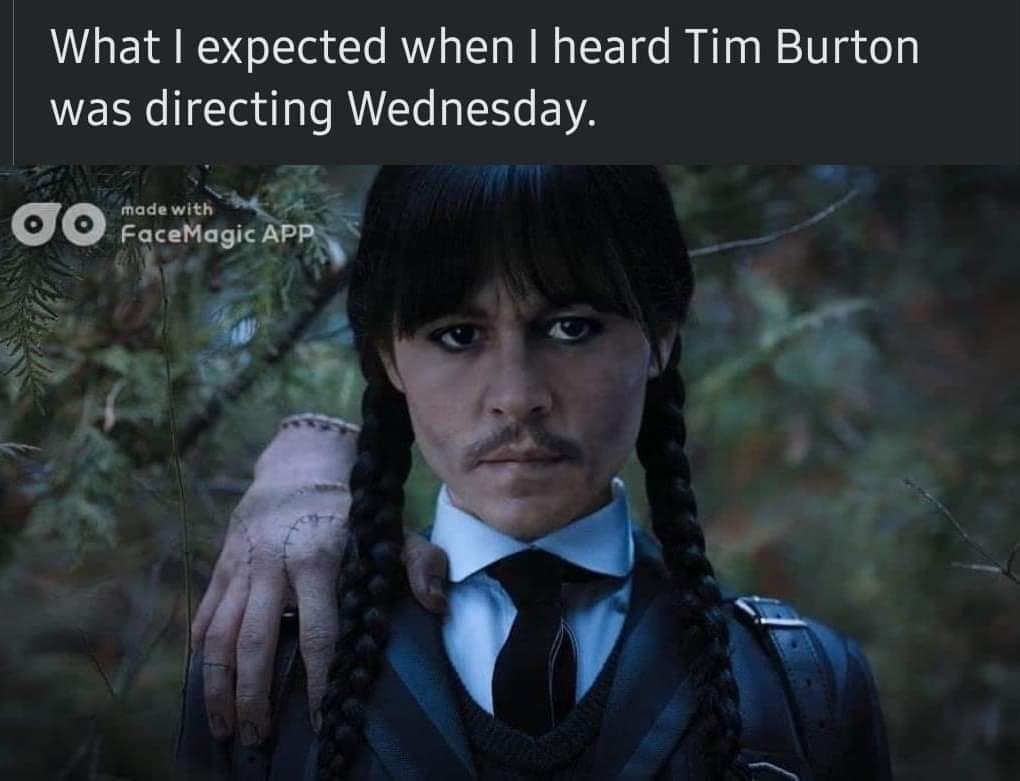 funny friday memes -  wednesday addams family - What I expected when I heard Tim Burton was directing Wednesday. made with o FaceMagic App