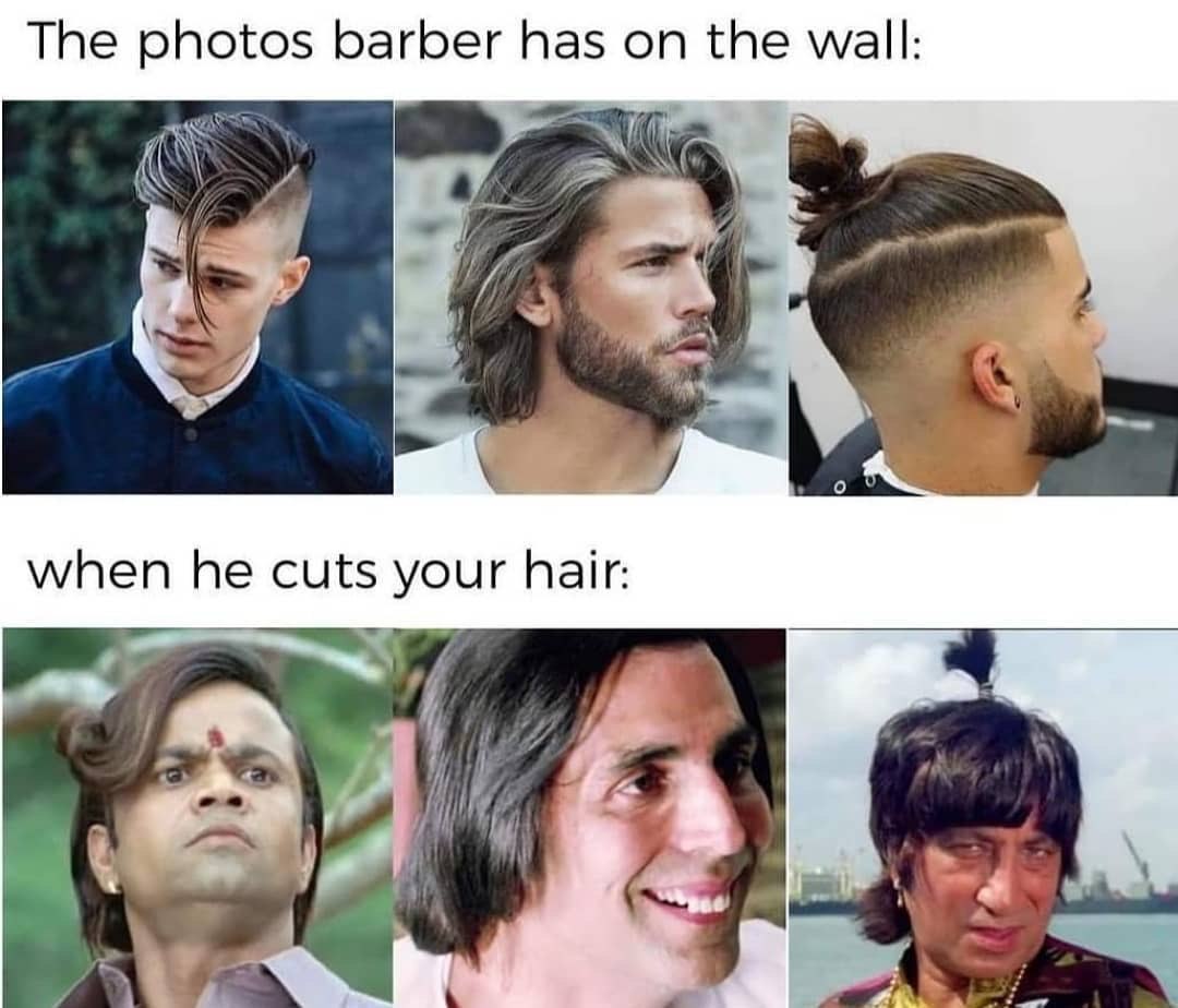 funny friday memes -  Hairstyle - The photos barber has on the wall when he cuts your hair