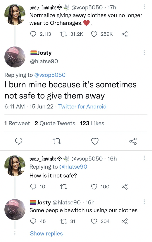 twitter hot takes 2022 - vsop_kwande Normalize giving away clothes you no longer wear to Orphanages. 2,113 Josty I burn mine because it's sometimes not safe to give them away 15 Jun 22. Twitter for Android 1 Retweet 2 Quote Tweets 123 vsop_kwande How is i
