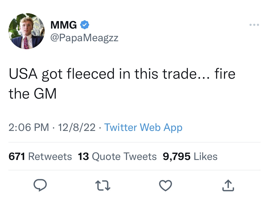 Brittney Griner Reactions - wizkid tweet about abule - Mmg Usa got fleeced in this trade... fire the Gm 12822 Twitter Web App 671 13 Quote Tweets 9,795 27