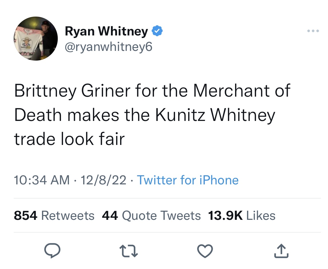 Brittney Griner Reactions - eli lilly twitter free insulin - Waris Ryan Whitney Brittney Griner for the Merchant of Death makes the Kunitz Whitney trade look fair 12822 Twitter for iPhone 854 44 Quote Tweets I