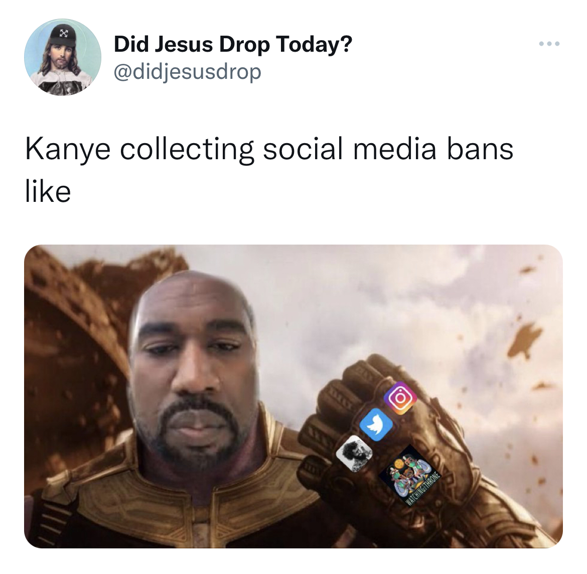 Tweets roasting celebs - photo caption - Did Jesus Drop Today? Kanye collecting social media bans