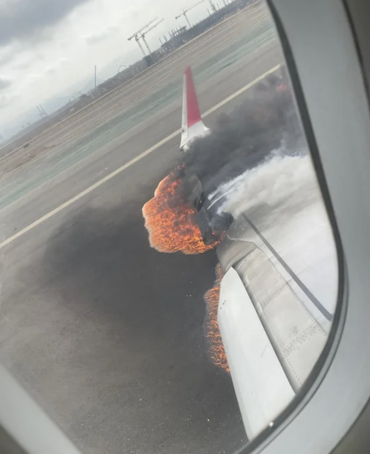 What happens when a plane collides with a firetruck and the landing gear collapses? Something like this.