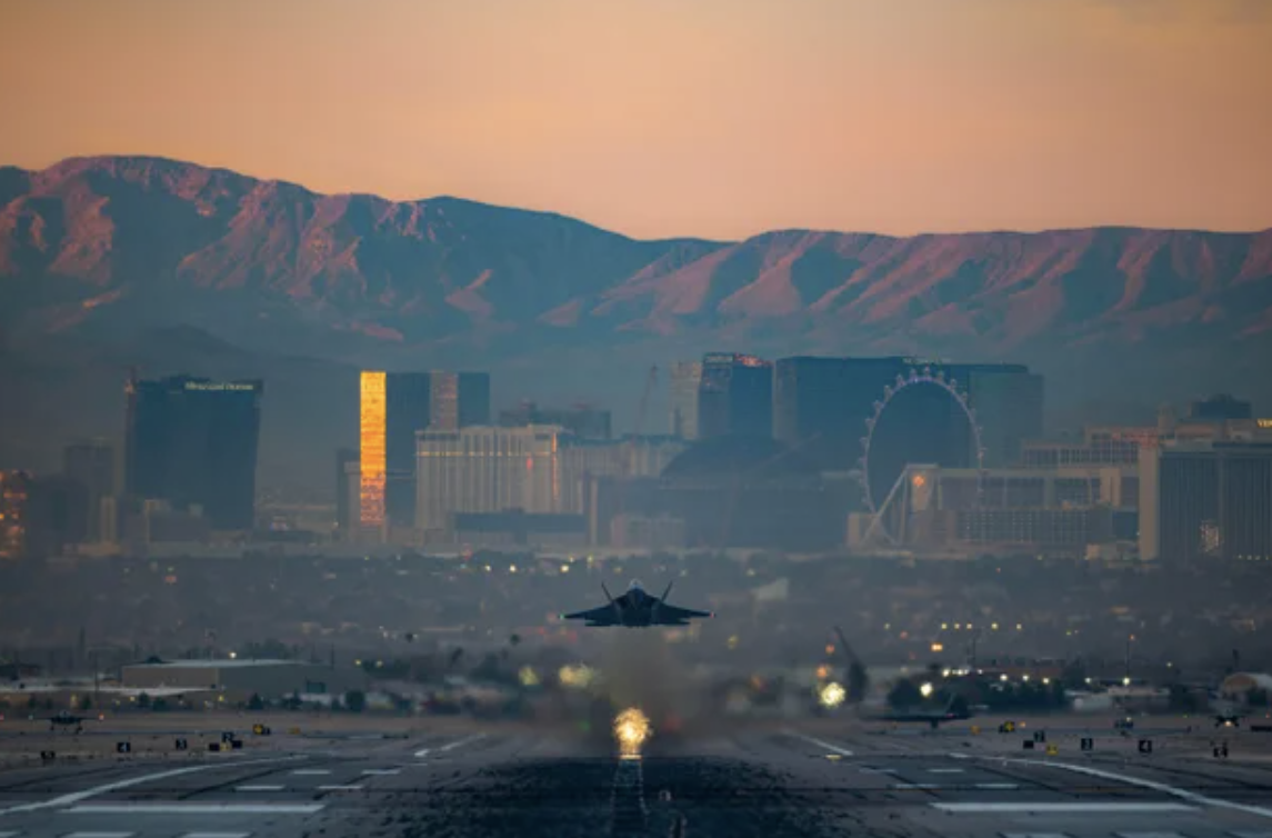 F-22 Raptor against a Nevada sky.