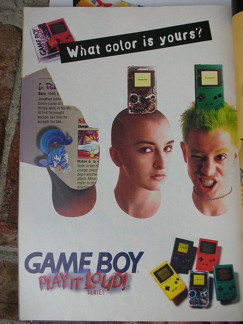 Vintage Gaming Ads - gameboy colors image advertisement - Game Boy What color is yours? f. Tal Born 1940, Jonathan inher family curse of thropy early in his ite At first he sought escape, but now he accepts his tate