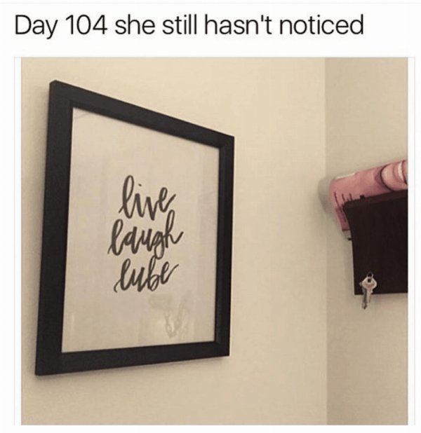 spicy sex memes - day 104 she still hasn t noticed - Day 104 she still hasn't noticed live laugh lube