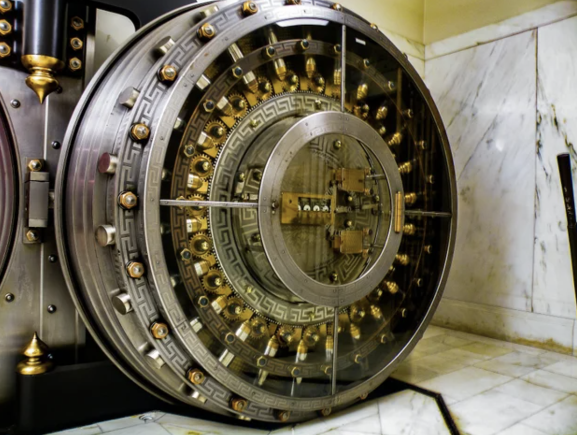 A bank vault door, 108 years old.