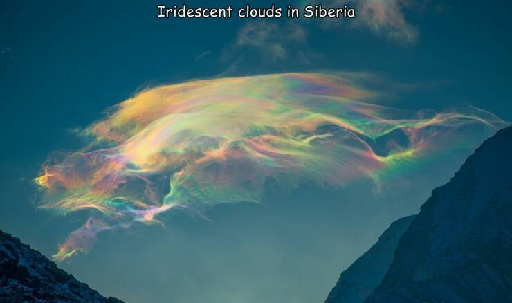 rare sighting rainbow - Iridescent clouds in Siberia