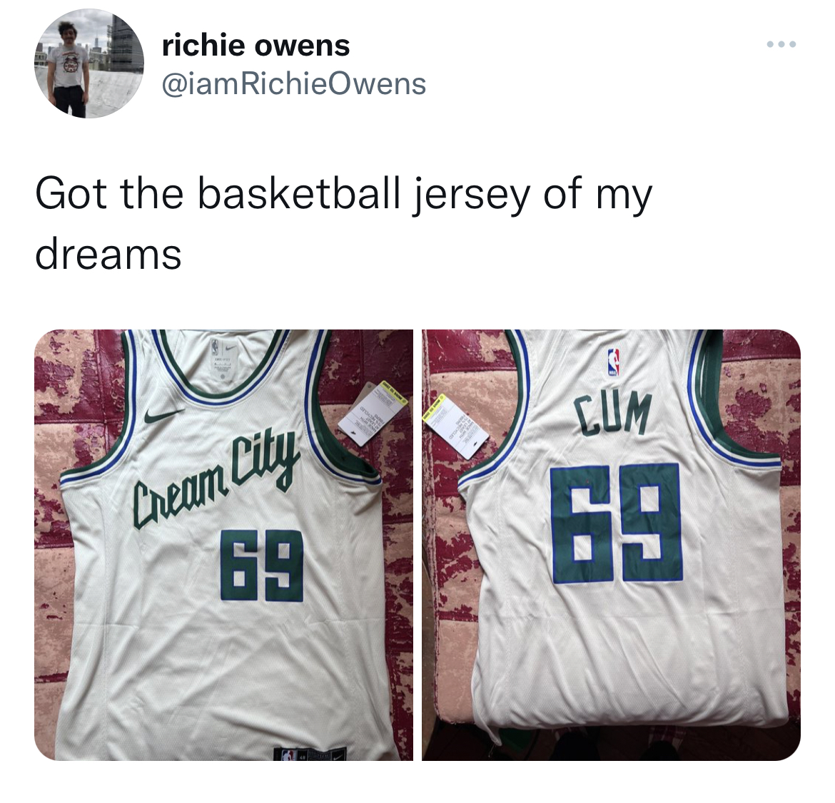 jersey - richie owens Got the basketball jersey of my dreams Cream City 69 Cum 69