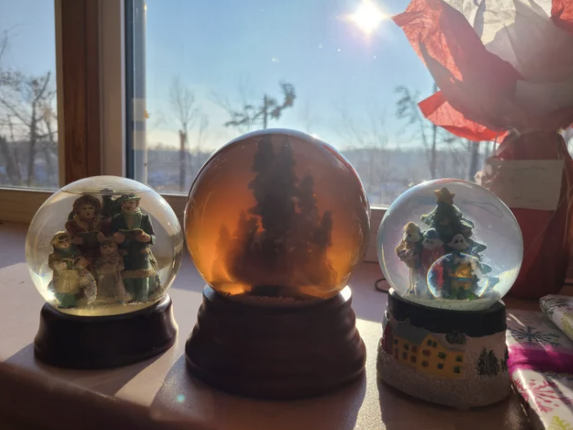 A snow globe that turned brown.