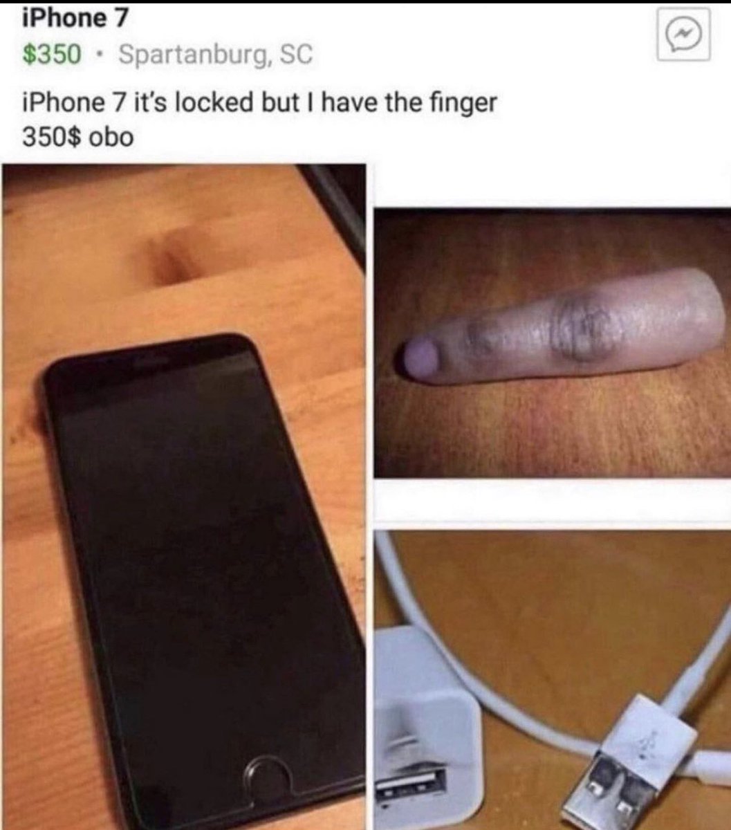 the best of bizarre content - iphone locked but i have the finger - iPhone 7 $350 Spartanburg, Sc iPhone 7 it's locked but I have the finger 350$ obo