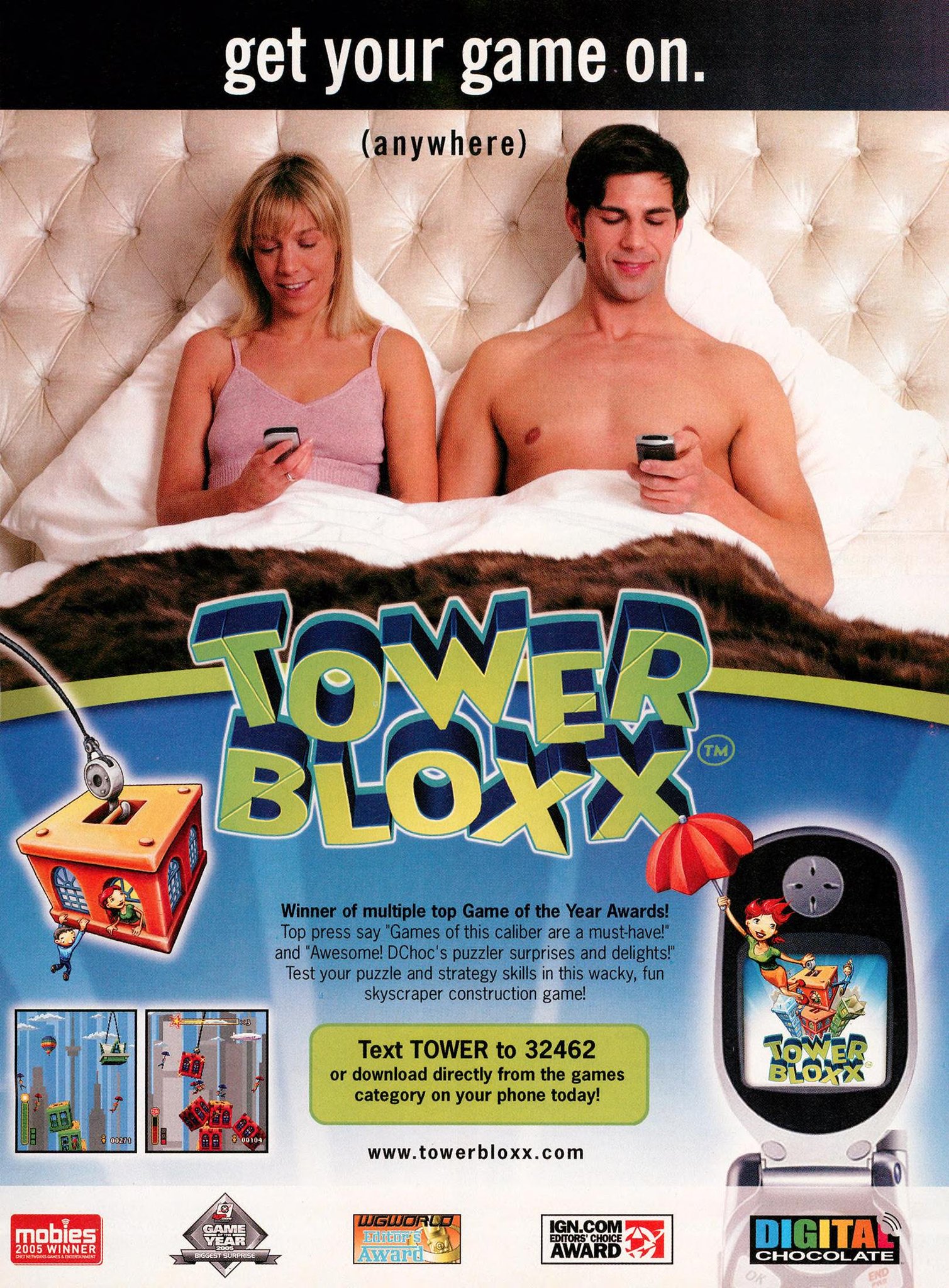 weird ass gaming ads - muscle - mobles Mecan get your game on. anywhere Tower Bloxx Game Suzan Winner of multiple top Game of the Year Awards! Top press say Games of this caber are a must! and Awesome Choc's puzzle speses and delig Test your puzzle and st