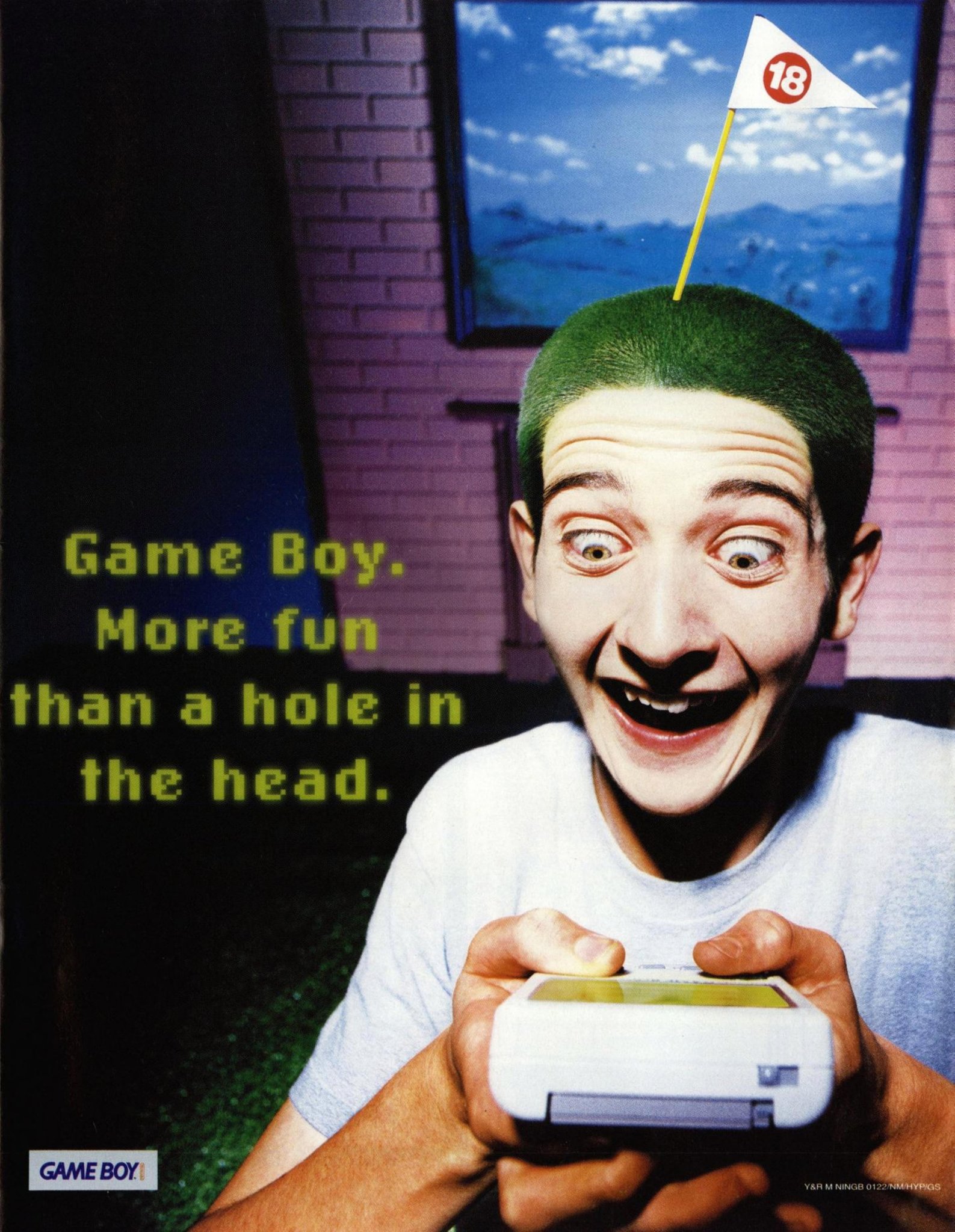 weird ass gaming ads - photo caption - Game Boy. More fun than a hole in the head. Game Boy 18 www