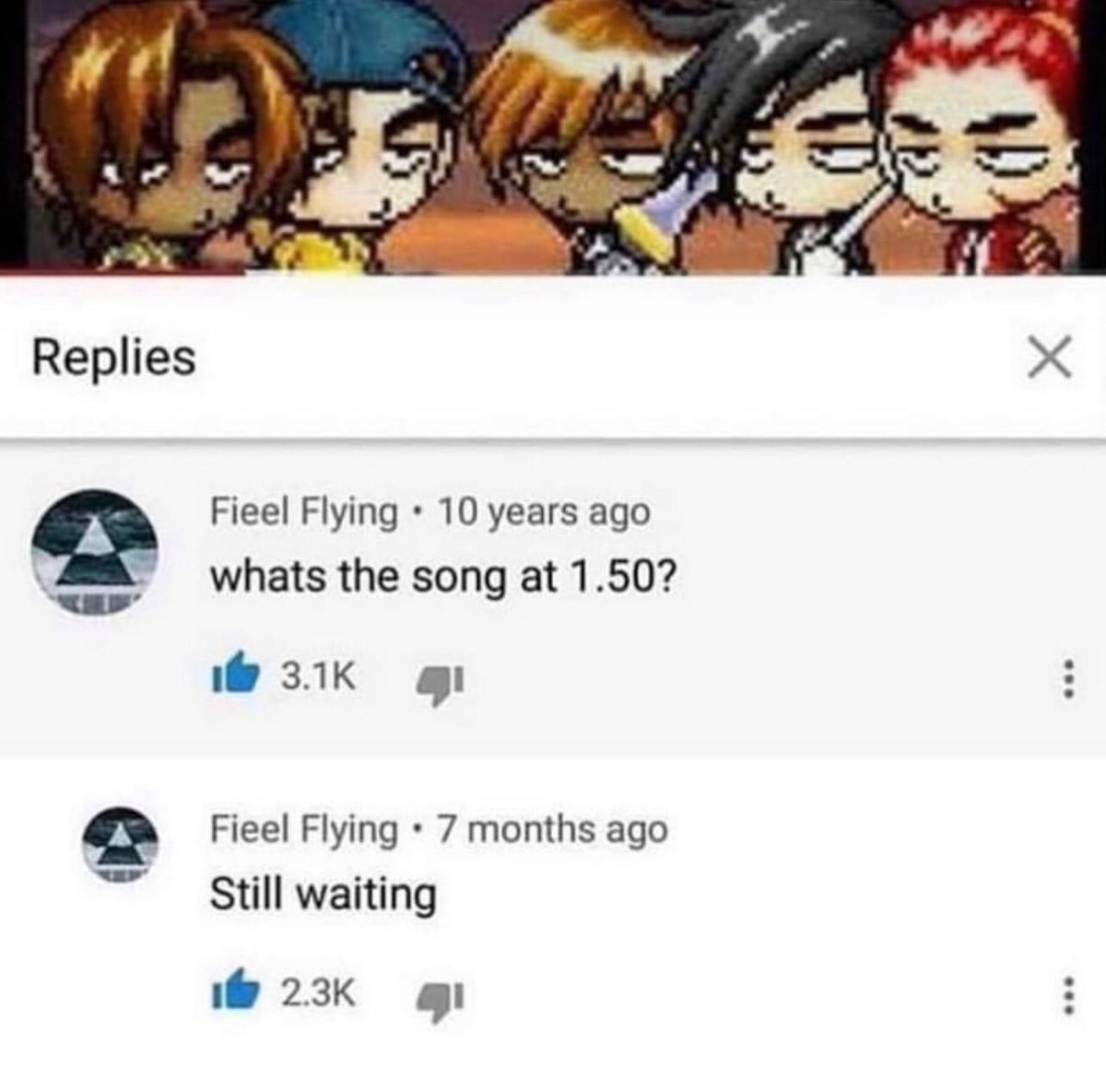 funny and savage youtube comments - cartoon - Replies Fieel Flying 10 years ago whats the song at 1.50? Fieel Flying 7 months ago Still waiting Ad X