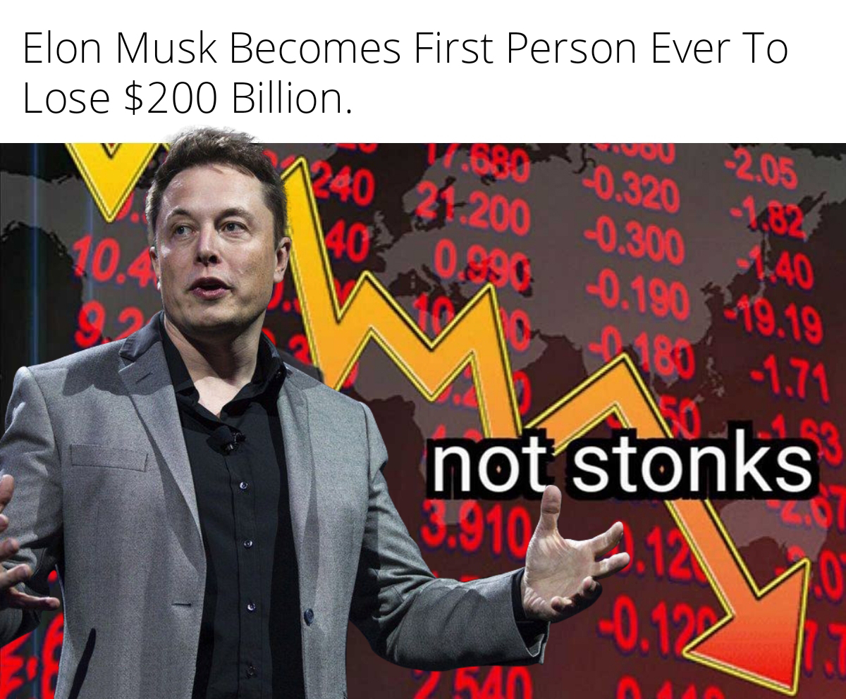 dank memes - d&d stonks - Elon Musk Becomes First Person Ever To Lose $200 Billion. 10.4 92 680 20.320 0.300 440 0.990 0.190 19.19 180 1.71 240200 31200 40 540 2.05 not stonks 3.910 0.122 182
