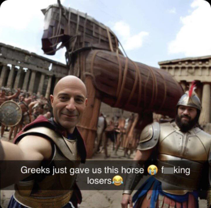 dank memes - selfie trojan horse - Greeks just gave us this horse losers f king