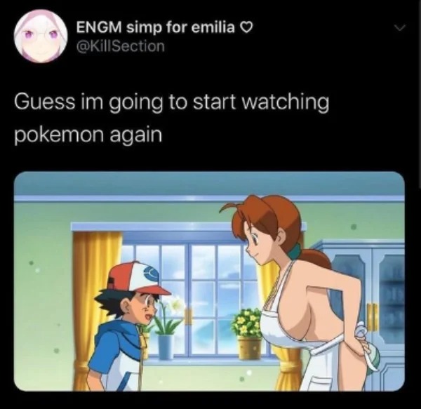spicy sex memes - cartoon - Engm simp for emilia Guess im going to start watching pokemon again
