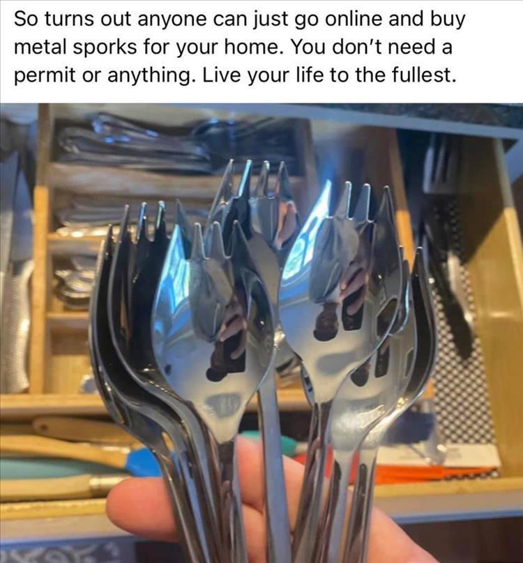 monday morning randomness - electrical wiring - So turns out anyone can just go online and buy metal sporks for your home. You don't need a permit or anything. Live your life to the fullest. Kay M