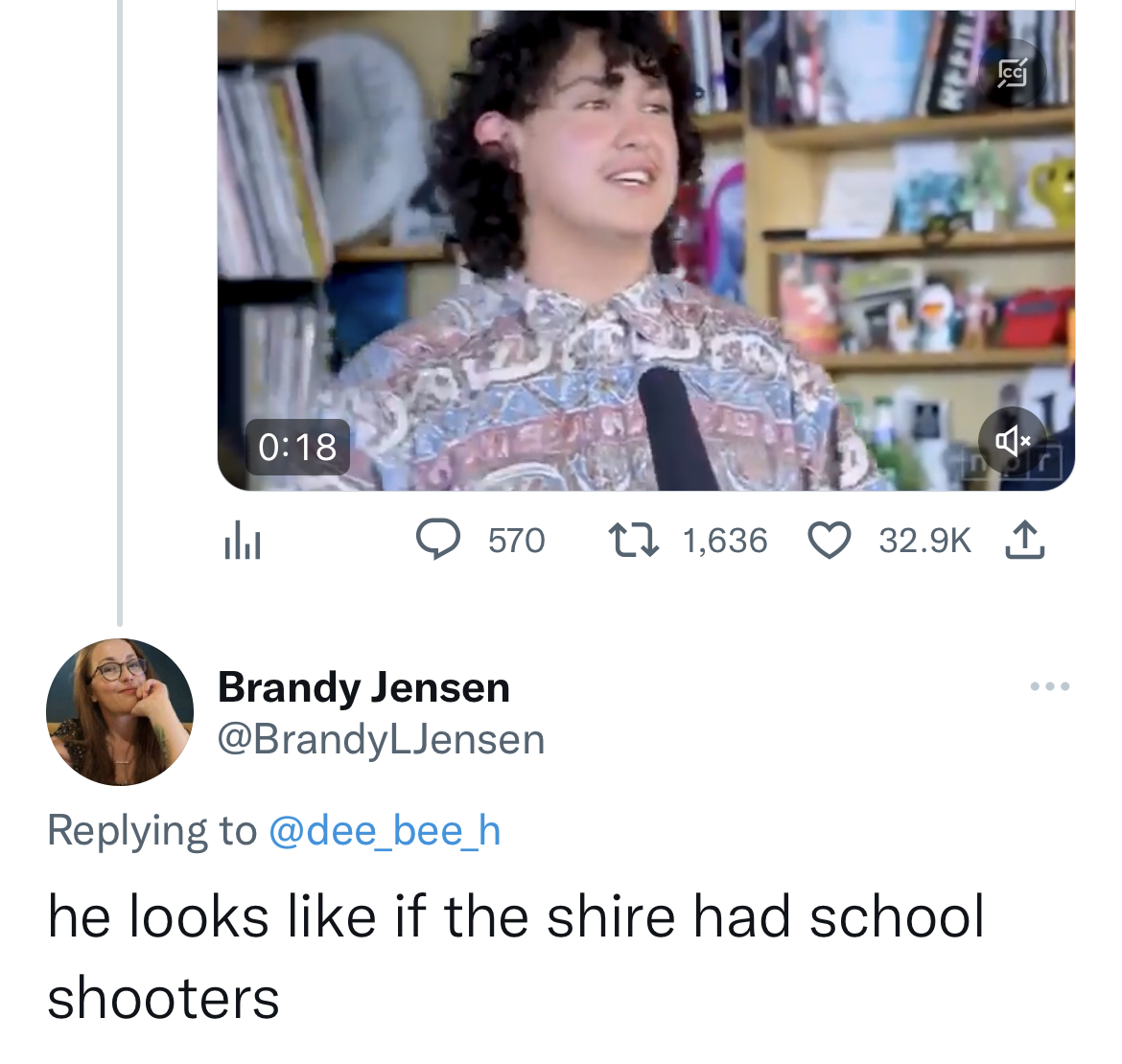 Tweets dunking on celebs - media - 570 11,636 Brandy Jensen Teen x 1 he looks if the shire had school shooters