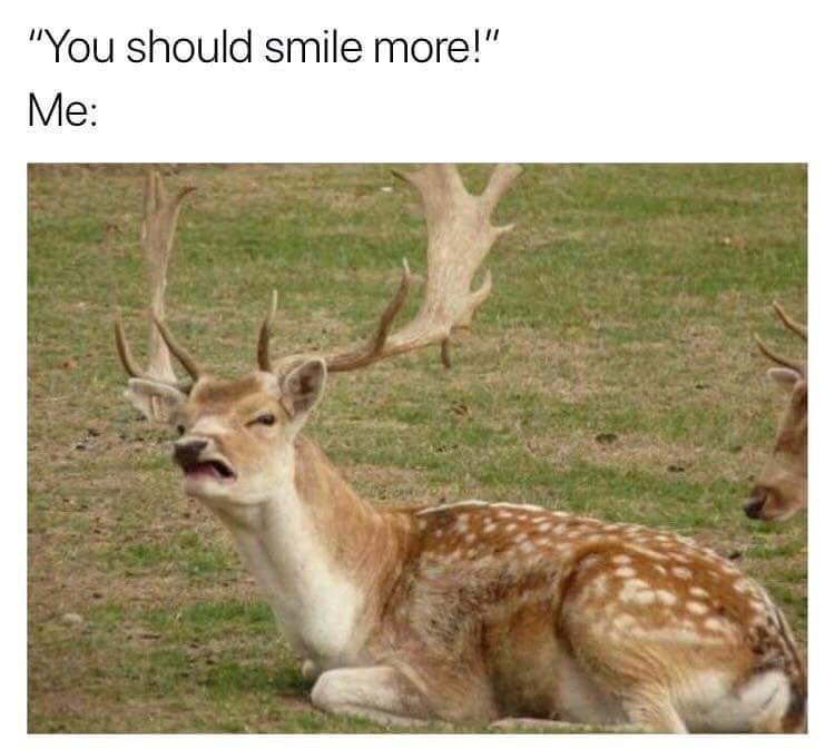 funny memes - meme you should smile more - "You should smile more!" Me