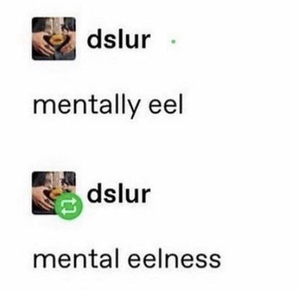 good reddit posts - communication - dslur mentally eel dslur mental eelness