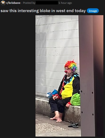 good reddit posts - photo caption - rbrisbane. Posted by 1 hour ago saw this interesting bloke in west end today Image