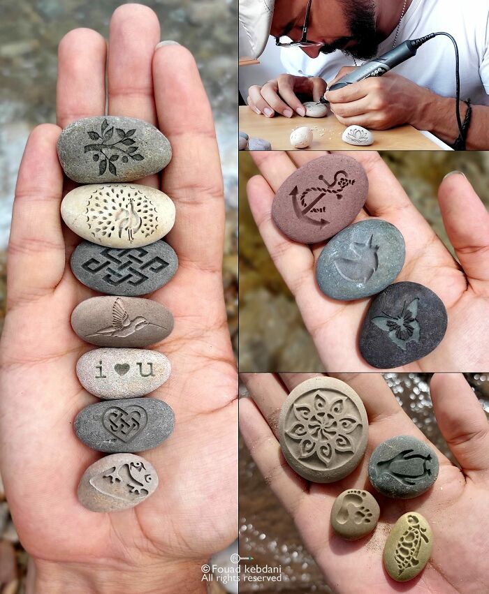 "I enjoy transforming small rocks into custom and uniquely carved pieces of art".