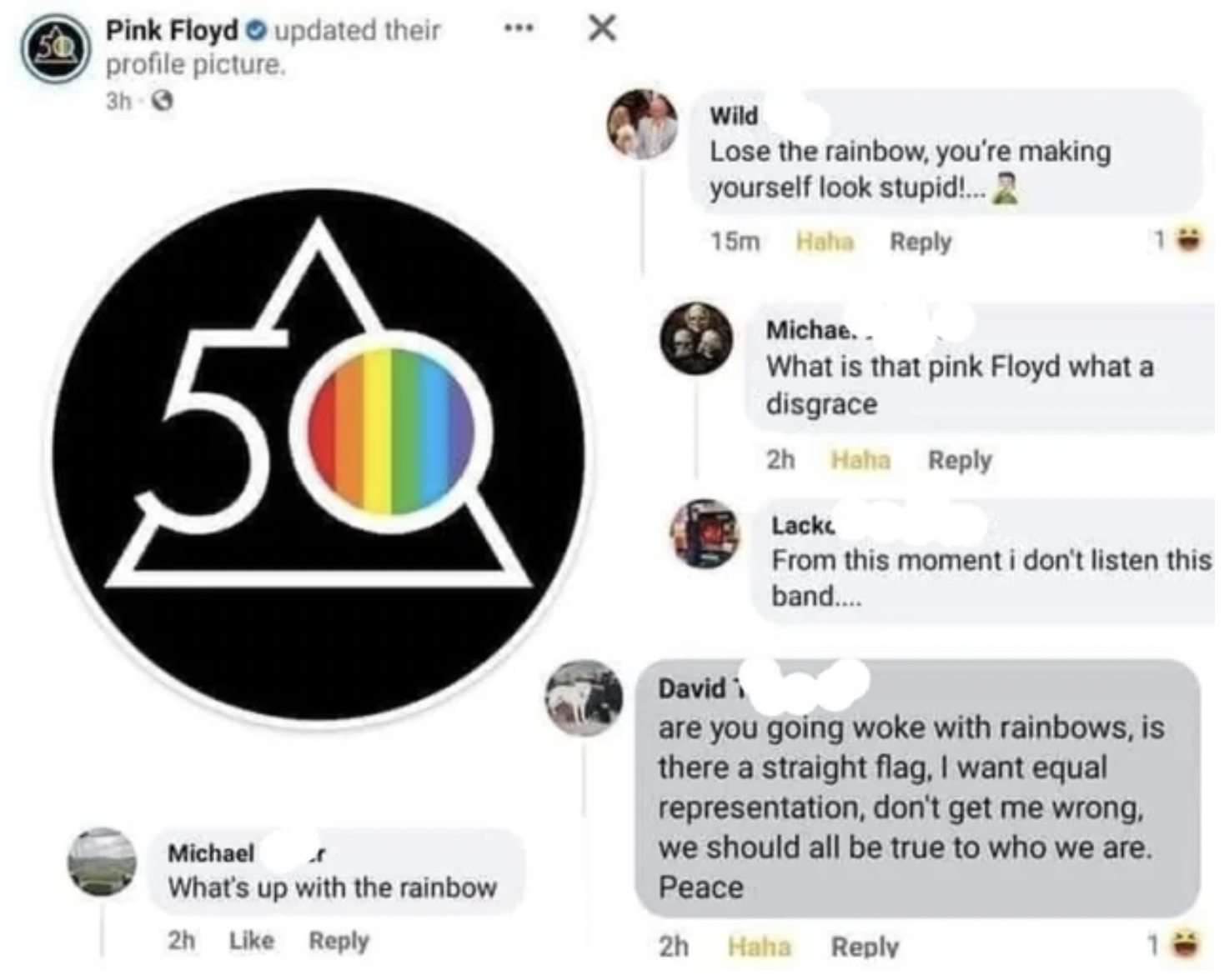 Facepalms - Pink Floyd - Pink Floyd updated their profile picture.