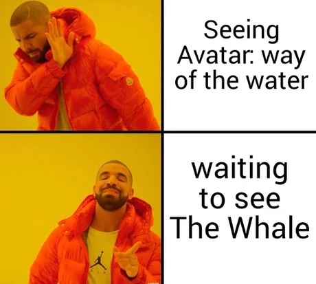 2023 Oscar Nominated Memes - orange - Seeing Avatar way of the water waiting to see The Whale