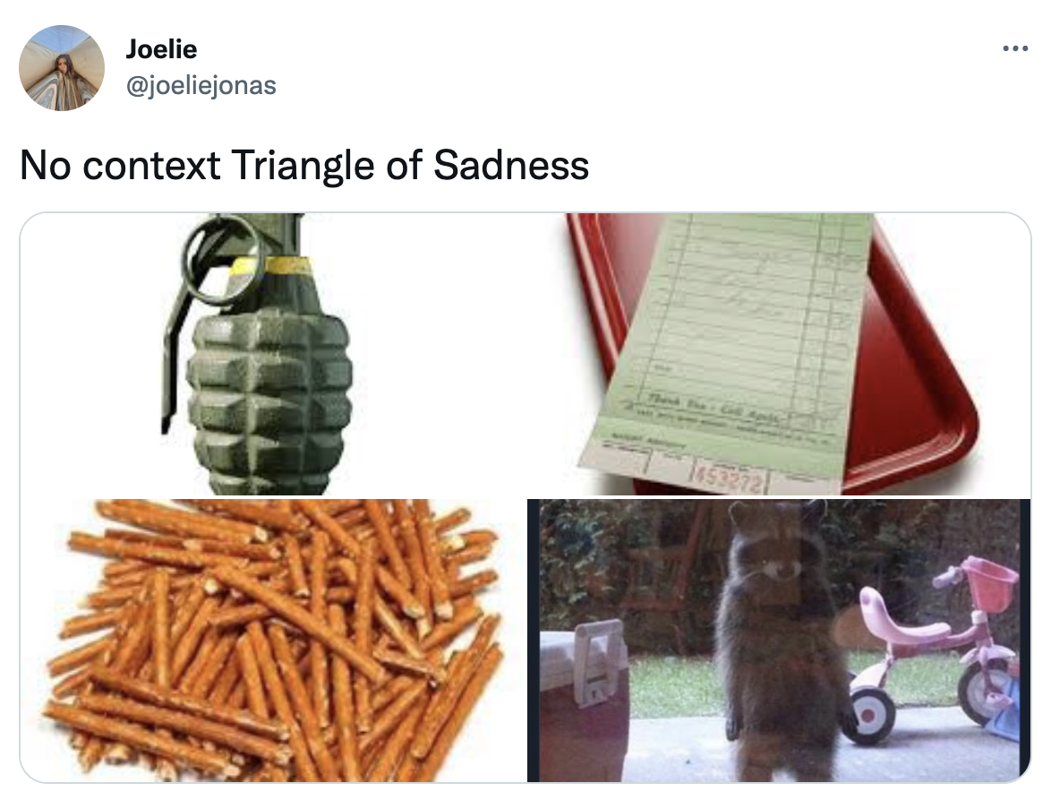 2023 Oscar Nominated Memes - restaurant check - Joelie No context Triangle of Sadness www