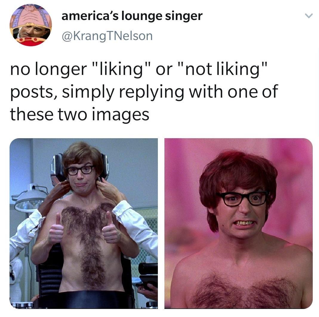 glasses - america's lounge singer no longer "liking" or "not liking" posts, simply ing with one of these two images