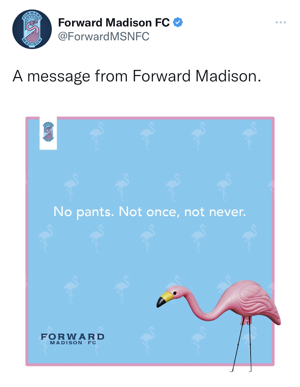 M&M's message spoofs - sky - Forward Madison Fc A message from Forward Madison. 8 No pants. Not once, not never. Forward Madison Fc www