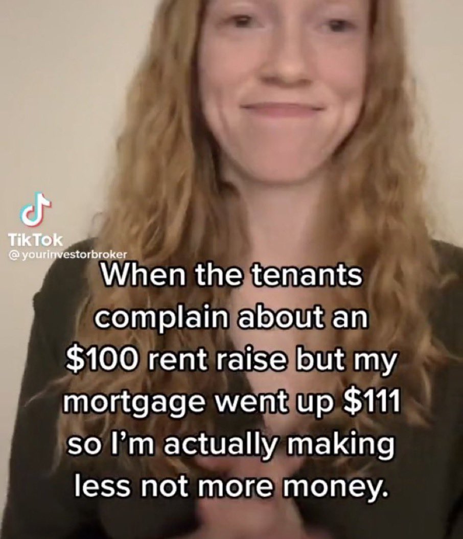Unhinged TikTok Screenshots - Rent - TikTok When the tenants complain about an $100 rent raise but my mortgage went up $111 so I'm actually making less not more money.
